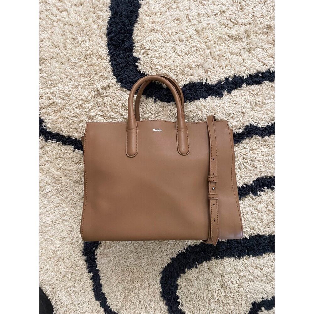 Max Mara brown Leather Monopolis shoulder bag with patchwork detail
